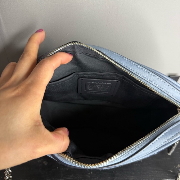 Coach Signature Jacquard Crossbody in Navy and Light Blue Trim - Picture 6 of 11